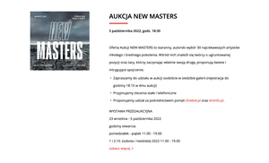 The New Masters, exhibition and auction, Piękna Gallery